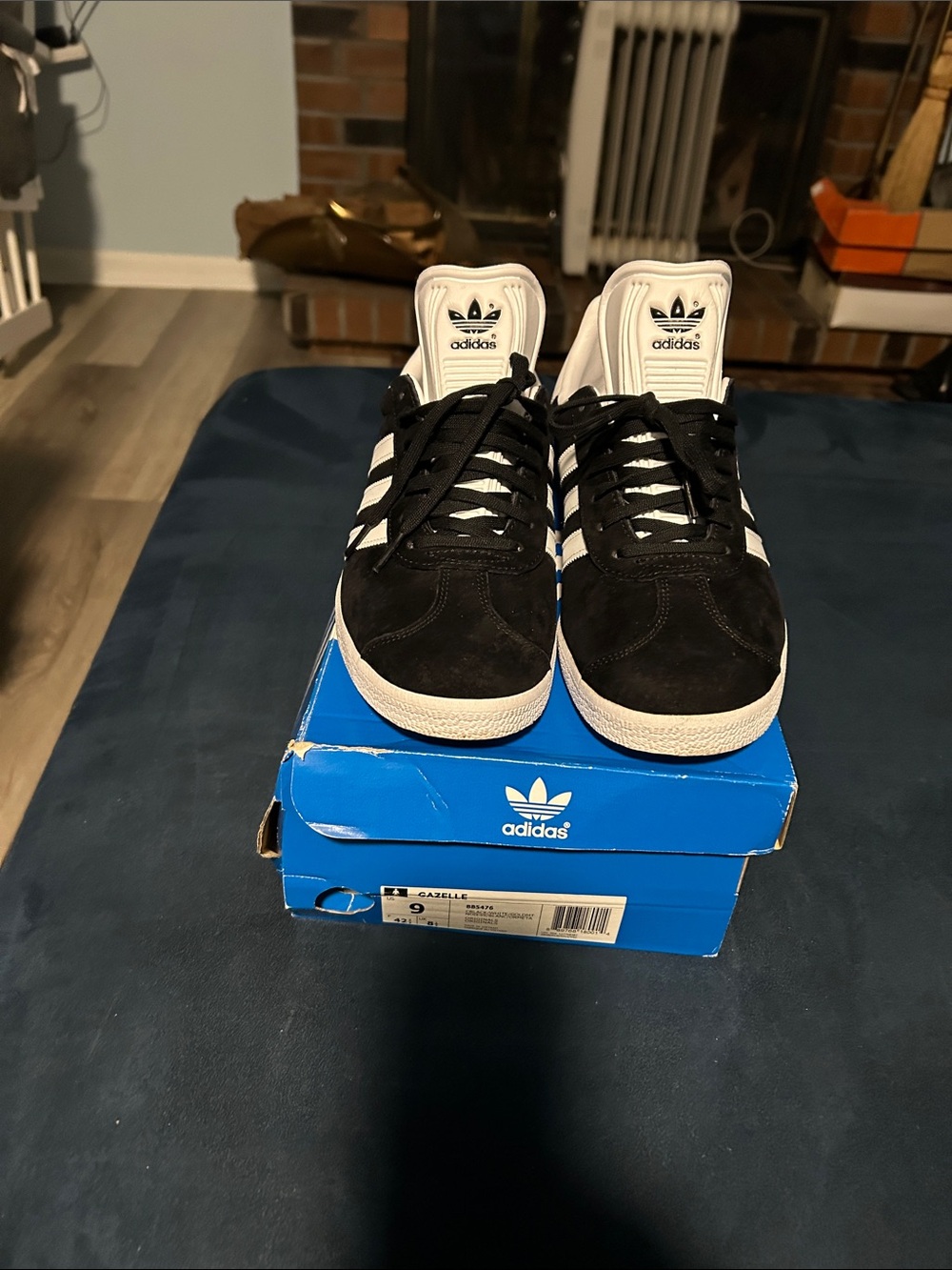 adidas Black and White Gazelle Suede Sneakers